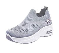 Sports Direct UK Trainers for Women Wide Fit Wedge Sport Sneakers Casual Fashion Non Slip Sport Shoes Lightweight Low Top Lace Up Slip on Plantar Fasciitis Shoes for Women Grey 6