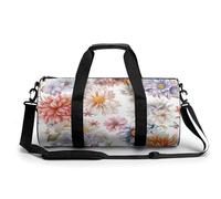 Sports Duffel Bag Blossom Floral Pattern Colorful Butterfly Travel Duffel Bag Round Luggage Gym Bags Fitness Bag
