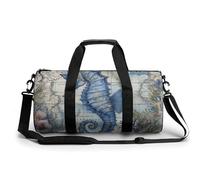Sports Duffel Bag Blue Seahorse Travel Duffel Bag Round Luggage Gym Bags Fitness Bag