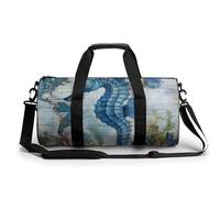 Sports Duffel Bag Blue Seahorse Travel Duffel Bag Round Luggage Gym Bags Fitness Bag