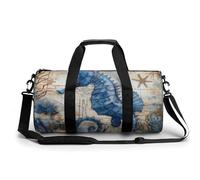 Sports Duffel Bag Blue Seahorse Travel Duffel Bag Round Luggage Gym Bags Fitness Bag