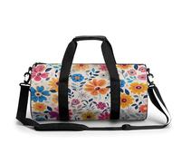 Sports Duffel Bag Colorful Floral Flowers Travel Duffel Bag Round Luggage Gym Bags Fitness Bag