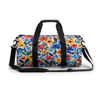 Sports Duffel Bag Colorful Floral Flowers Travel Duffel Bag Round Luggage Gym Bags Fitness Bag