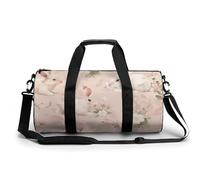 Sports Duffel Bag Cute Bunnies Rabbits Floral Travel Duffel Bag Round Luggage Gym Bags Fitness Bag