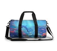 Sports Duffel Bag Cute Dolphins Underwater Ocean Scene Travel Duffel Bag Round Luggage Gym Bags Fitness Bag