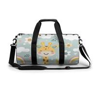 Sports Duffel Bag Cute Giraffe Rainbow Clouds Flowers Travel Duffel Bag Round Luggage Gym Bags Fitness Bag