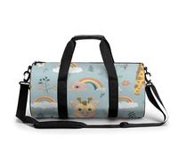 Sports Duffel Bag Cute Giraffe Rainbow Clouds Flowers Travel Duffel Bag Round Luggage Gym Bags Fitness Bag