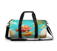 Sports Duffel Bag Cute Monkey and Banana Travel Duffel Bag Round Luggage Gym Bags Fitness Bag
