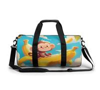 Sports Duffel Bag Cute Monkey and Banana Travel Duffel Bag Round Luggage Gym Bags Fitness Bag