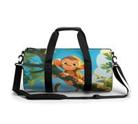 Sports Duffel Bag Cute Monkey Hanging in Tree Travel Duffel Bag Round Luggage Gym Bags Fitness Bag