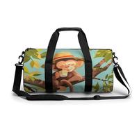 Sports Duffel Bag Cute Monkey Hanging in Tree Travel Duffel Bag Round Luggage Gym Bags Fitness Bag