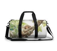 Sports Duffel Bag Cute Monkey Hanging On Tree Travel Duffel Bag Round Luggage Gym Bags Fitness Bag
