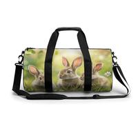 Sports Duffel Bag Cute Rabbits Easter Bunny Grass Travel Duffel Bag Round Luggage Gym Bags Fitness Bag