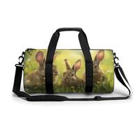 Sports Duffel Bag Cute Rabbits Easter Bunny Grass Travel Duffel Bag Round Luggage Gym Bags Fitness Bag