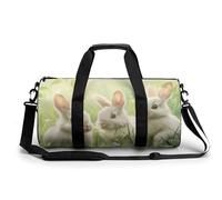 Sports Duffel Bag Cute Rabbits Easter Bunny Grass Travel Duffel Bag Round Luggage Gym Bags Fitness Bag