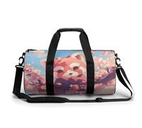 Sports Duffel Bag Cute Red Panda Cherry Blossom Travel Duffel Bag Round Luggage Gym Bags Fitness Bag