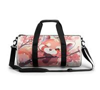 Sports Duffel Bag Cute Red Panda Cherry Blossom Travel Duffel Bag Round Luggage Gym Bags Fitness Bag
