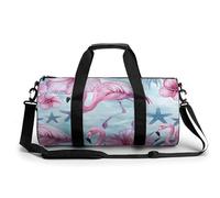 Sports Duffel Bag Flamingo Birds and Flowers Travel Duffel Bag Round Luggage Gym Bags Fitness Bag