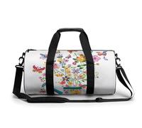 Sports Duffel Bag Floral Butterfly Travel Duffel Bag Round Luggage Gym Bags Fitness Bag