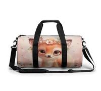 Sports Duffel Bag Floral Cute Fox Flowers Travel Duffel Bag Round Luggage Gym Bags Fitness Bag