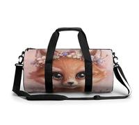Sports Duffel Bag Floral Cute Fox Flowers Travel Duffel Bag Round Luggage Gym Bags Fitness Bag