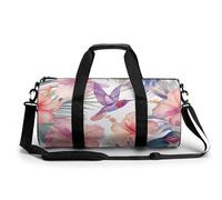 Sports Duffel Bag Hummingbird and Pink Hibiscus Flowers Travel Duffel Bag Round Luggage Gym Bags Fitness Bag