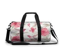 Sports Duffel Bag Hummingbird and Pink Hibiscus Flowers Travel Duffel Bag Round Luggage Gym Bags Fitness Bag