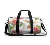 Sports Duffel Bag Hummingbird and Pink Hibiscus Flowers Travel Duffel Bag Round Luggage Gym Bags Fitness Bag