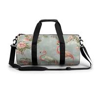 Sports Duffel Bag Pink Flamingo Birrds Floral Flowers Travel Duffel Bag Round Luggage Gym Bags Fitness Bag