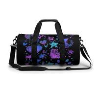 Sports Duffel Bag Purple Stars Hearts Cat Patterns Travel Duffel Bag Round Luggage Gym Bags Fitness Bag