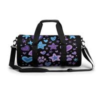Sports Duffel Bag Purple Stars Hearts Patterns Travel Duffel Bag Round Luggage Gym Bags Fitness Bag