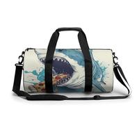 Sports Duffel Bag Shark Eating Pizza Travel Duffel Bag Round Luggage Gym Bags Fitness Bag