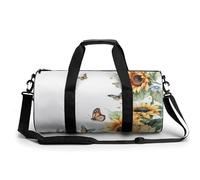 Sports Duffel Bag Sunflowers Floral Butterfly Travel Duffel Bag Round Luggage Gym Bags Fitness Bag