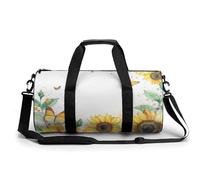 Sports Duffel Bag Sunflowers Floral Butterfly Travel Duffel Bag Round Luggage Gym Bags Fitness Bag