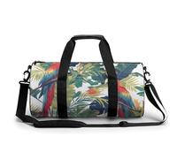 Sports Duffel Bag Tropical Parrots Bird Tree Green Palm Leaves Travel Duffel Bag Round Luggage Gym Bags Fitness Bag