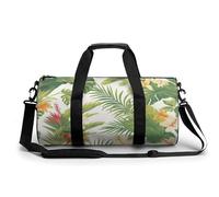 Sports Duffel Bag Tropical Parrots Bird Tree Green Palm Leaves Travel Duffel Bag Round Luggage Gym Bags Fitness Bag