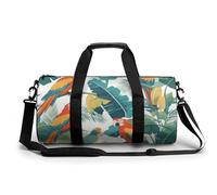 Sports Duffel Bag Tropical Parrots Bird Tree Green Palm Leaves Travel Duffel Bag Round Luggage Gym Bags Fitness Bag