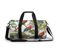 Sports Duffel Bag Tropical Parrots Bird Tree Green Palm Leaves Travel Duffel Bag Round Luggage Gym Bags Fitness Bag