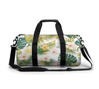 Sports Duffel Bag Tropical Parrots Bird Tree Green Palm Leaves Travel Duffel Bag Round Luggage Gym Bags Fitness Bag