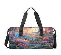 Sports Duffel Bag with Shoulder Strap, Large Capacity Gym Bag with Shoe Compartment, Enchanted Butterfly Grove