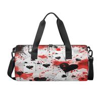 Sports Duffel Bag with Shoulder Strap, Large Capacity Gym Bag with Shoe Compartment, Heart Poker Splash Art