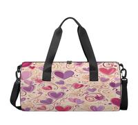 Sports Duffel Bag with Shoulder Strap, Large Capacity Gym Bag with Shoe Compartment, Love Whispers Pattern