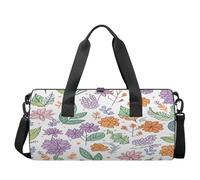 Sports Duffel Bag with Shoulder Strap, Large Capacity Gym Bag with Shoe Compartment, Multicolor Floral Tapestry