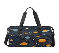 Sports Duffel Bag with Shoulder Strap, Large Capacity Gym Bag with Shoe Compartment, Planetary Orbit Art
