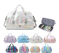 Sports Duffel Bags, Gym Bag with Shoes Compartment& Wet Pocket, Waterproof Weekender Overnight Bag Travel Duffle Bag (White)
