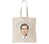 Sports ed Nicolas Cage as John Travolta, (White) Canvas Tote Bag - Reusable Cotton Shopping Bag, Natural