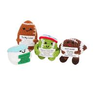 Sports Fan Stress Relief Gift, Handmade Crochet Ball Set with Motivational Cards, Amigurumi Sports Decor for Desk, Christmas Birthday Present for Family Friends