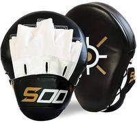 Sports Fitness Boxing Curved Focus Punching Pads MMA Coaching Mitts Hook & jab Training Mitten MMA Muay Thai Kickboxing Martial Arts Punching Hand Target Strike Pad (Black/Wht)