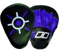 Sports Fitness Boxing Curved Focus Punching Pads MMA Coaching Mitts Hook & jab Training Mitten MMA Muay Thai Kickboxing Martial Arts Punching Hand Target Strike Pad (Blue/Black)