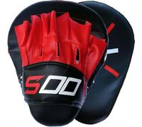Sports Fitness Boxing Curved Focus Punching Pads MMA Coaching Mitts Hook & jabs Training Mitten MMA Muay Thai Kickboxing Martial Arts Punching Hand Target Strike Pad (Red/Black)